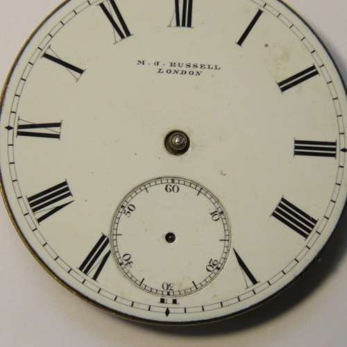 MJ Russell London pocket watch movement - No hour, minute or second hands