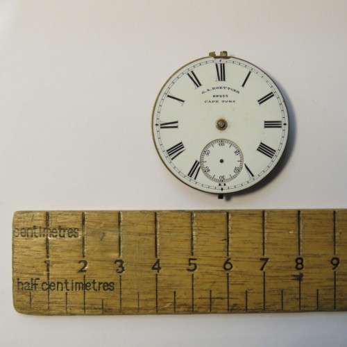 G A Boettger, Cape Town pocket watch movement - Small chip in enamel - Sold as parts
