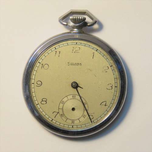 Silvana vintage pocket watch - No glass, hour and second hand - Not working