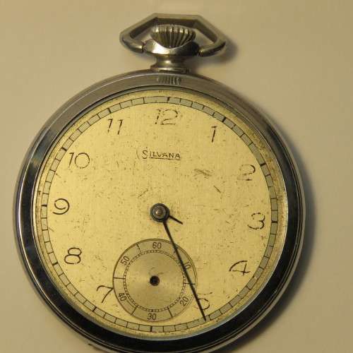Silvana vintage pocket watch - No glass, hour and second hand - Not working