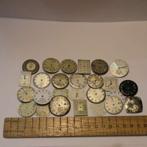 Lot of 26 used vintage mens watch faces