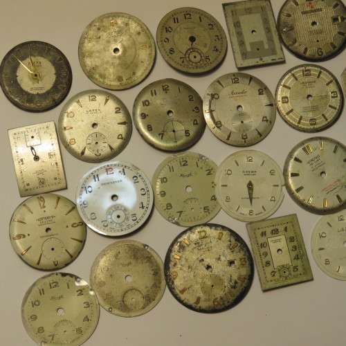 Lot of 26 used vintage mens watch faces