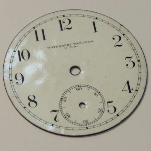 Waterbury Watch Co USA enameled pocket watch face - Fine chips