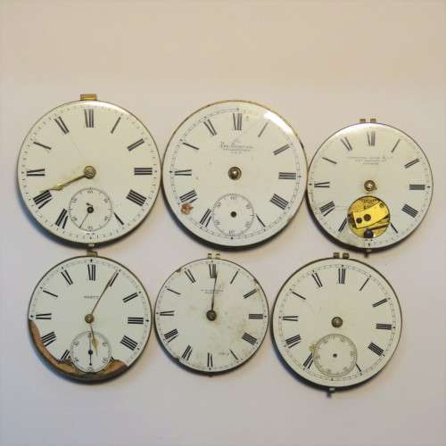 Lot of 6 antique pocket watch movements for spares