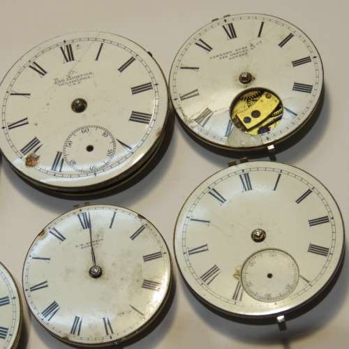 Lot of 6 antique pocket watch movements for spares
