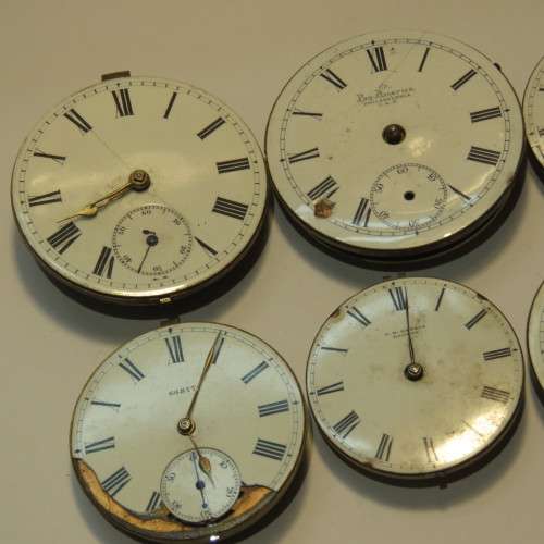 Lot of 6 antique pocket watch movements for spares