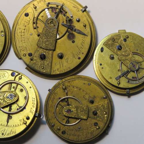 Lot of 5 antique pocket watch movements for spares