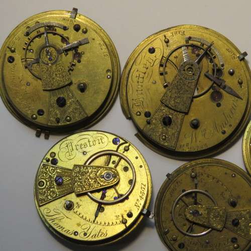 Lot of 5 antique pocket watch movements for spares