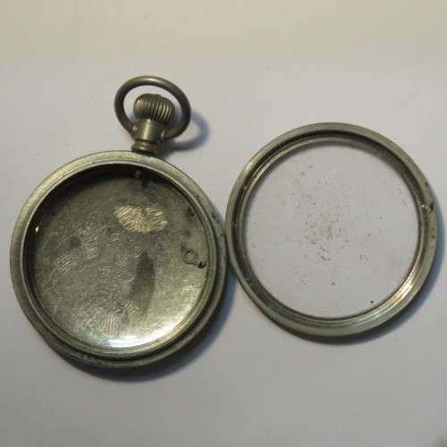 Keystone Silveroid pocket watch case with glass & crown