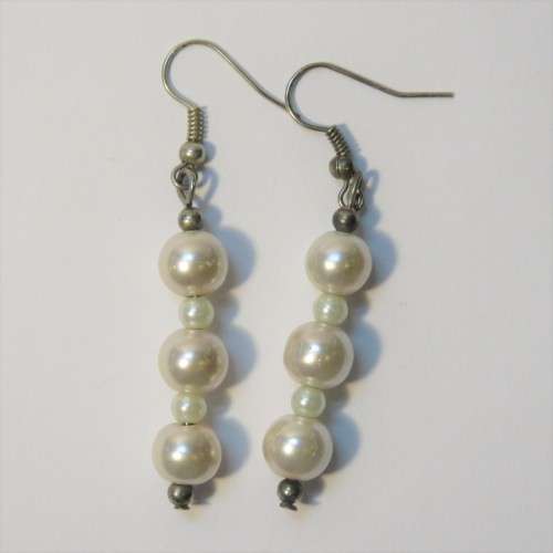 Pair of imitation pearls costume jewellery earrings