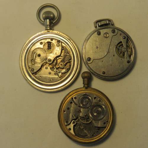 Lot of 3 pocket watches without back plates - Not working