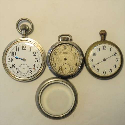 Lot of 3 pocket watches without back plates - Not working
