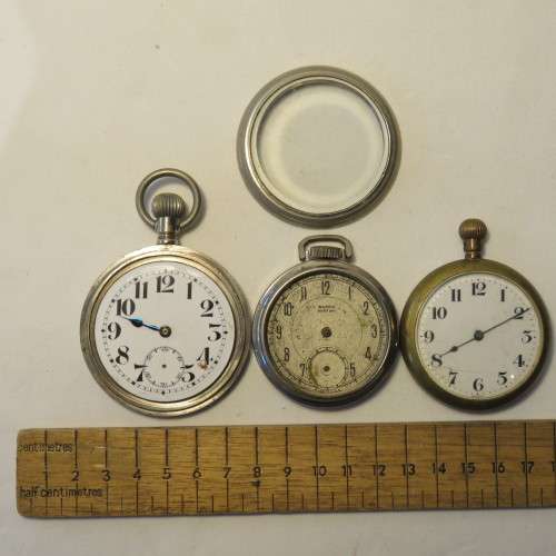 Lot of 3 pocket watches without back plates - Not working