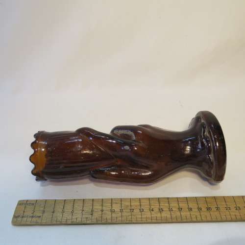 Vintage brown glass in hand flower pot