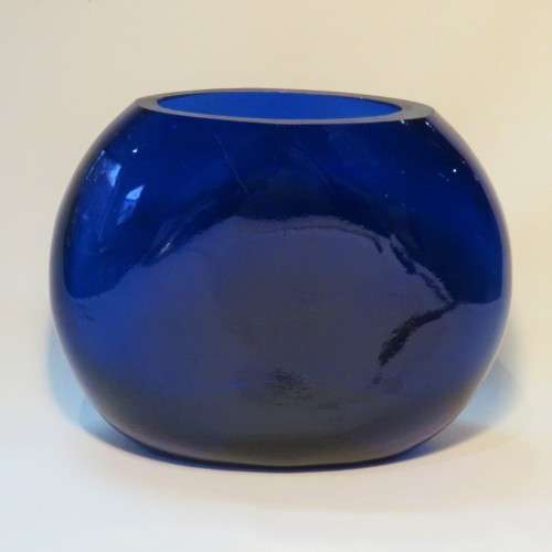 Vintage Italian blue glass flower pot