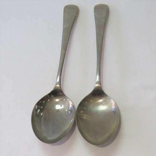 Lot of 2 Sheffield Dishing up spoons - Nickel silver