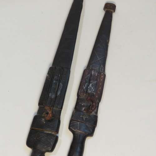 Southern Algeria Tuareg daggers - Original Leather clad with bloodletting spikes - Top quality