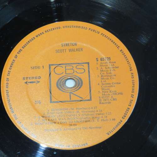 Vintage Vinyl Music Record LP 35 rpm Scott Walker Stretch CBS Records 1973