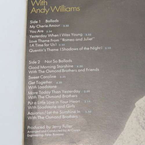 Vintage Vinyl Music Record LP 33 rpm Get Together with Andy Williams - CBS records ASF 1472
