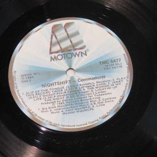 Vintage Music LP Vinyl 33 1/3 Commodores - Nightshift MOTOWN Records TMC 5477