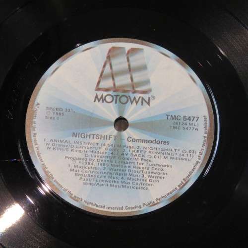 Vintage Music LP Vinyl 33 1/3 Commodores - Nightshift MOTOWN Records TMC 5477