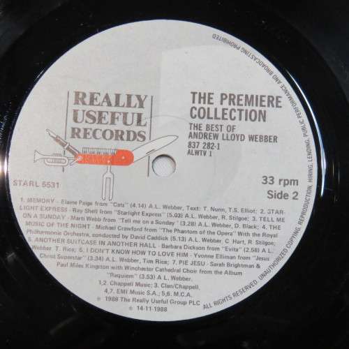 Vintage Vinyl Music Record LP 33 rpm The Premiere Collection The best of Andrew Lloyd Webber