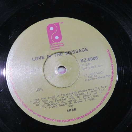 Vinyl Record LP 33 1/3 MFSB The Sound of Philadelphia KZ 6006 - 1973 USA Issue