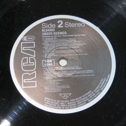 Vinyl Record 33 1/3 LP Unser Kosmos soundtrack BL84003 RCA records 1981
