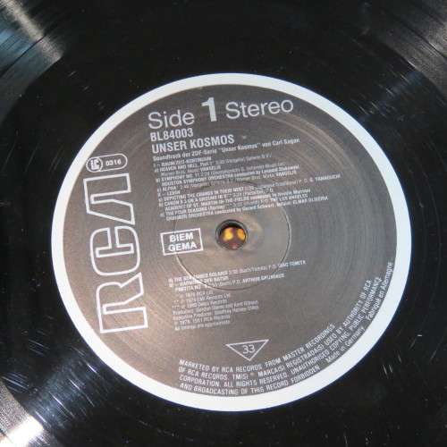 Vinyl Record 33 1/3 LP Unser Kosmos soundtrack BL84003 RCA records 1981