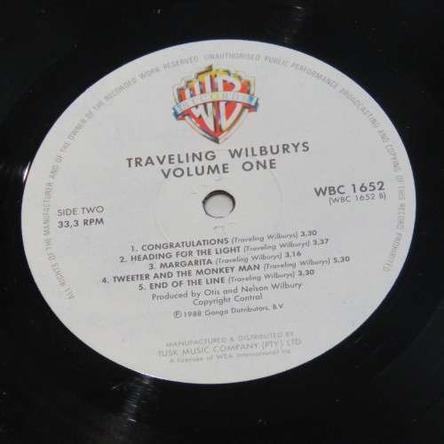 Vintage Vinyl record LP 33 rpm The Travelling Wildbury`s - Tusk records 1988 - WBC 1652