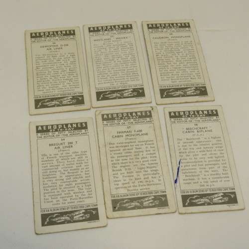 Cigarette Cards Airplanes of Today - Lot of 36 cards plus one variation with wrong number