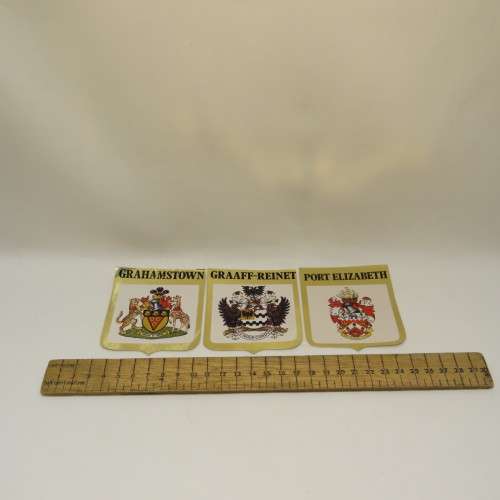 Lot of 3 vintage caravan Town Emblem stickers - Unused