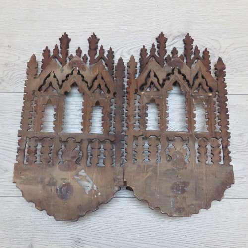 Pair of Antique wooden fret work wall hangings - 46 cm High