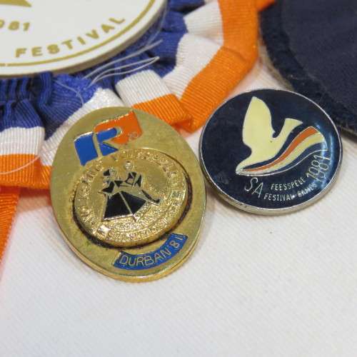 SA Feesspele 1981 pin badge, rosette, blazer badge, booklet, closing program and joint 20 year / Vol