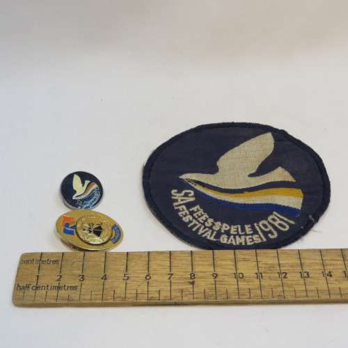 SA Feesspele 1981 pin badge, rosette, blazer badge, booklet, closing program and joint 20 year / Vol