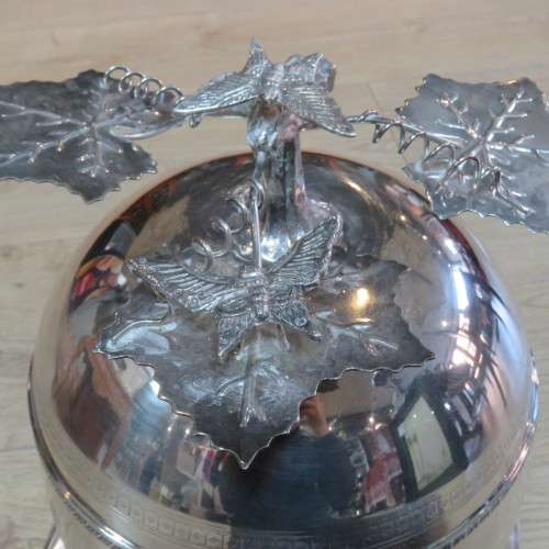 Silverplated Bangkok arts and crafts ice/punch bucket on drip tray - 37 cm High