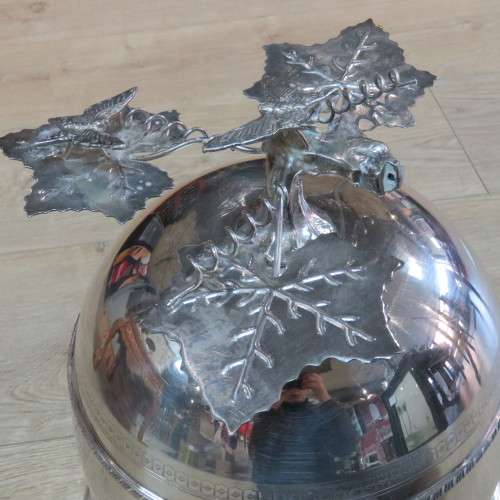 Silverplated Bangkok arts and crafts ice/punch bucket on drip tray - 37 cm High