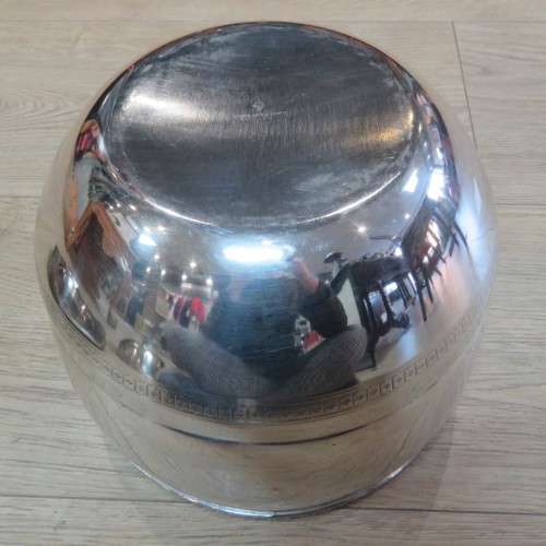 Silverplated Bangkok arts and crafts ice/punch bucket on drip tray - 37 cm High