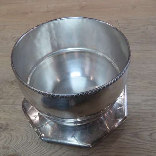 Silverplated Bangkok arts and crafts ice/punch bucket on drip tray - 37 cm High