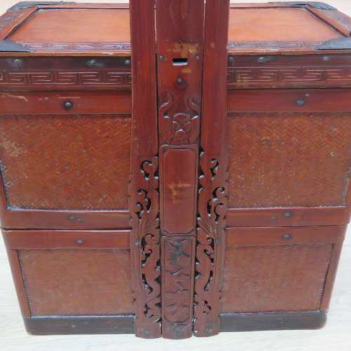 Chinese stackable wicker basket with handle - 45 cm High - Top 21 x 36 cm