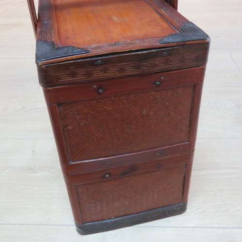 Chinese stackable wicker basket with handle - 45 cm High - Top 21 x 36 cm