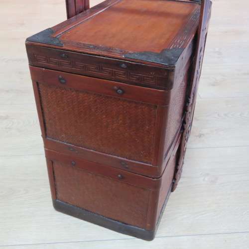 Chinese stackable wicker basket with handle - 45 cm High - Top 21 x 36 cm