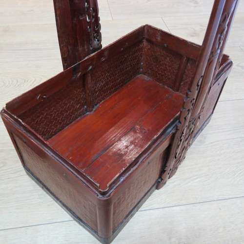 Chinese stackable wicker basket with handle - 45 cm High - Top 21 x 36 cm