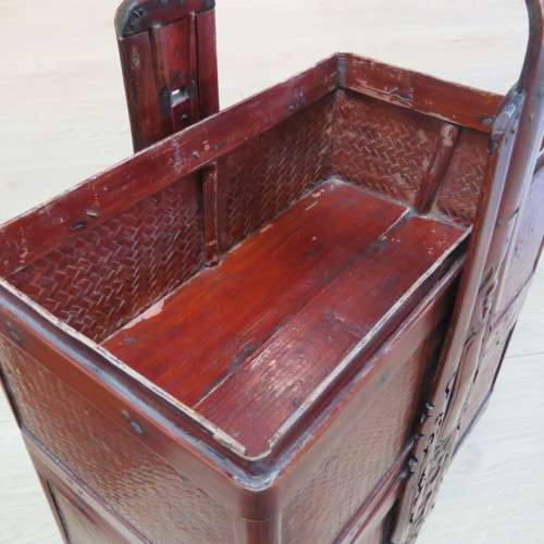 Chinese stackable wicker basket with handle - 45 cm High - Top 21 x 36 cm