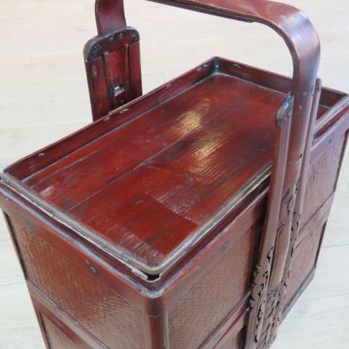 Chinese stackable wicker basket with handle - 45 cm High - Top 21 x 36 cm