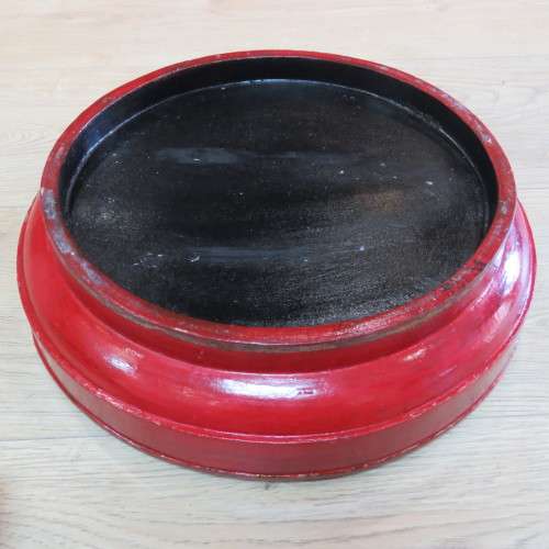 Chinese red lacquered storage box / double basket - Base 34 x 34 cm - 22 cm High