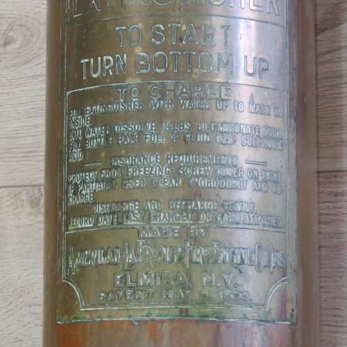 Antique Patrol Fire Extinguisher - Elmira New York - Issued by Central Fire Appliances South Africa