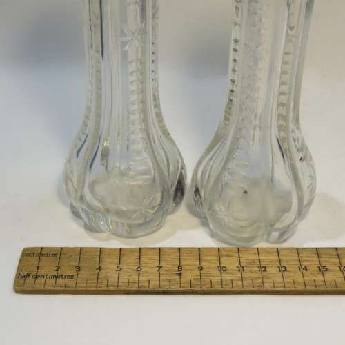 Pair of Antique glass flower pots with hallmarked silver rim