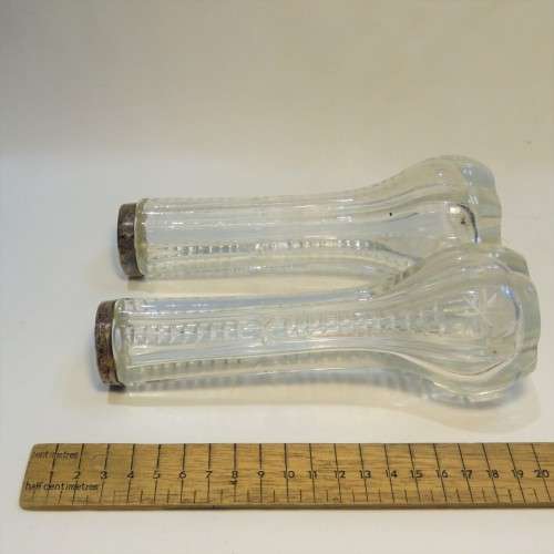 Pair of Antique glass flower pots with hallmarked silver rim