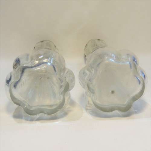 Pair of Antique glass flower pots with hallmarked silver rim